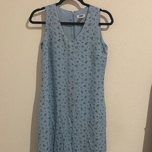 Blue Floral Sleeveless Dress